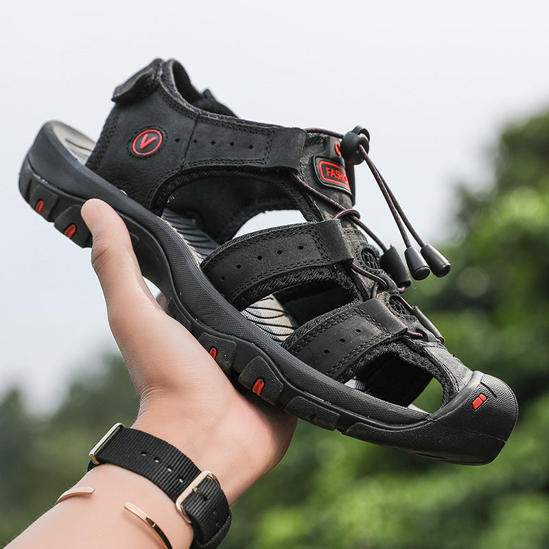 Breathable Summer Sandals for Men Leather Beach Shoes Casual Roman Outdoor
