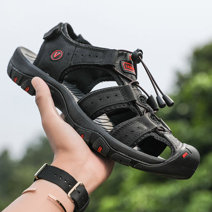 Breathable Summer Sandals for Men Leather Beach Shoes Casual Roman Outdoor