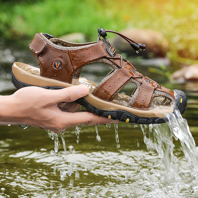 Breathable Summer Sandals For Men Leather Beach Shoes Casual Roman Outdoor 3