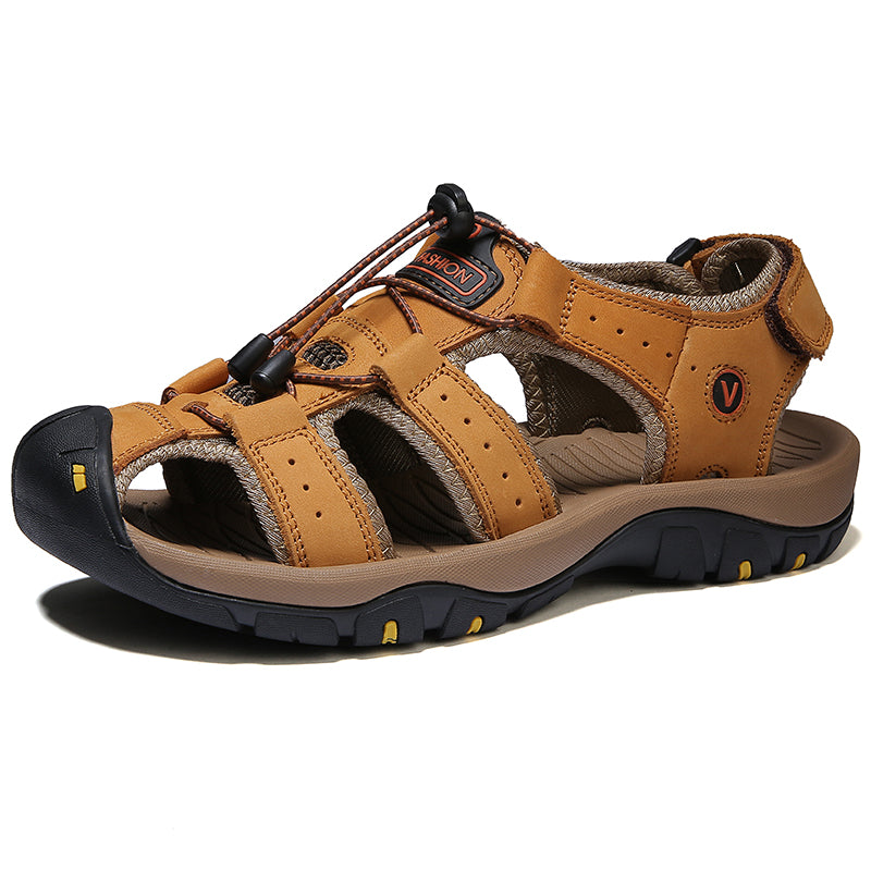 Breathable Summer Sandals For Men Leather Beach Shoes Casual Roman Outdoor 6