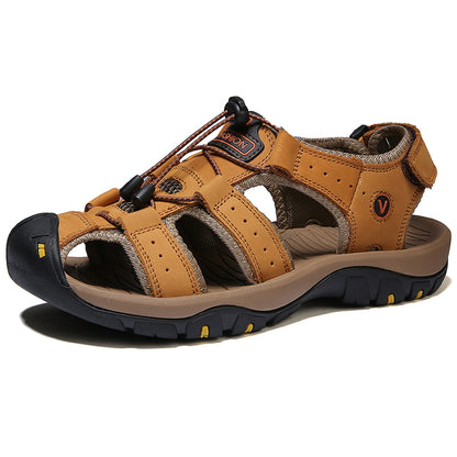 Breathable Summer Sandals For Men Leather Beach Shoes Casual Roman Outdoor 6