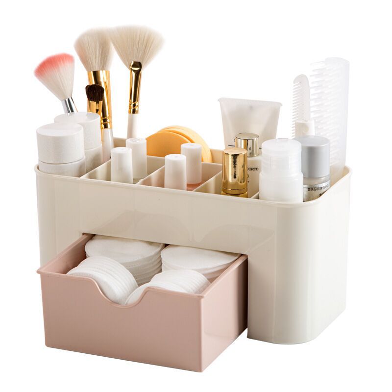 Makeup Organizer Storage Box With Drawer Acrylic Plastic Lipstick Organizer Brush Holder Cotton Swa 4