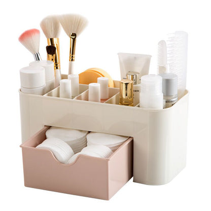 Makeup Organizer Storage Box With Drawer Acrylic Plastic Lipstick Organizer Brush Holder Cotton Swa 4