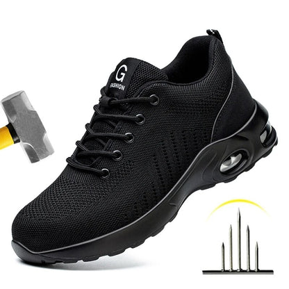 Steel Toe Work Safety Shoes for Men and Women, Breathable Air Cushion Anti-puncture Protective Sneakers