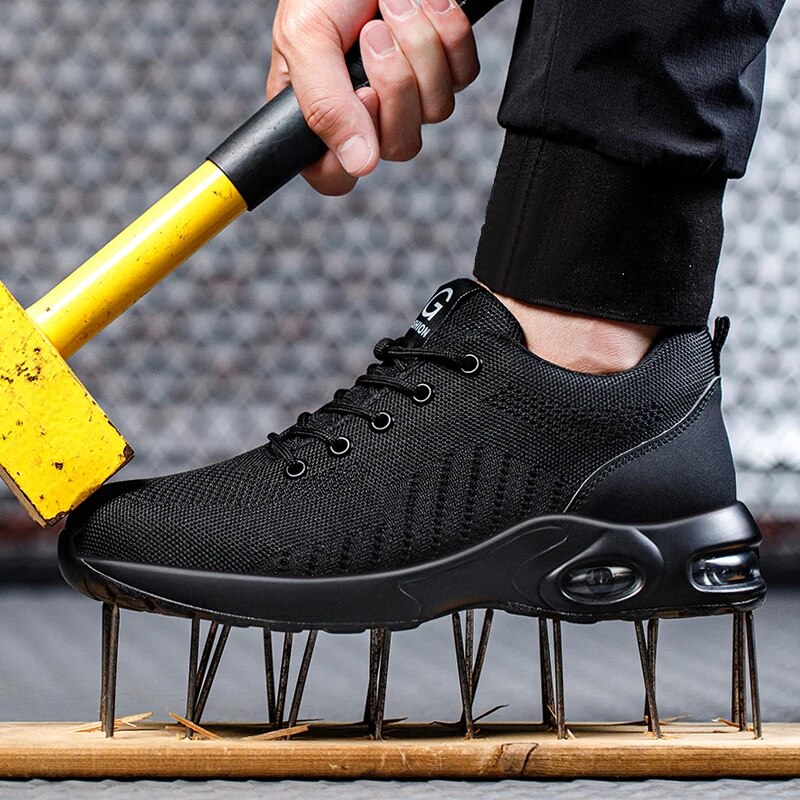 Steel Toe Work Safety Shoes For Men And Women Breathable Air Cushion Antipuncture Protective Sneake 2