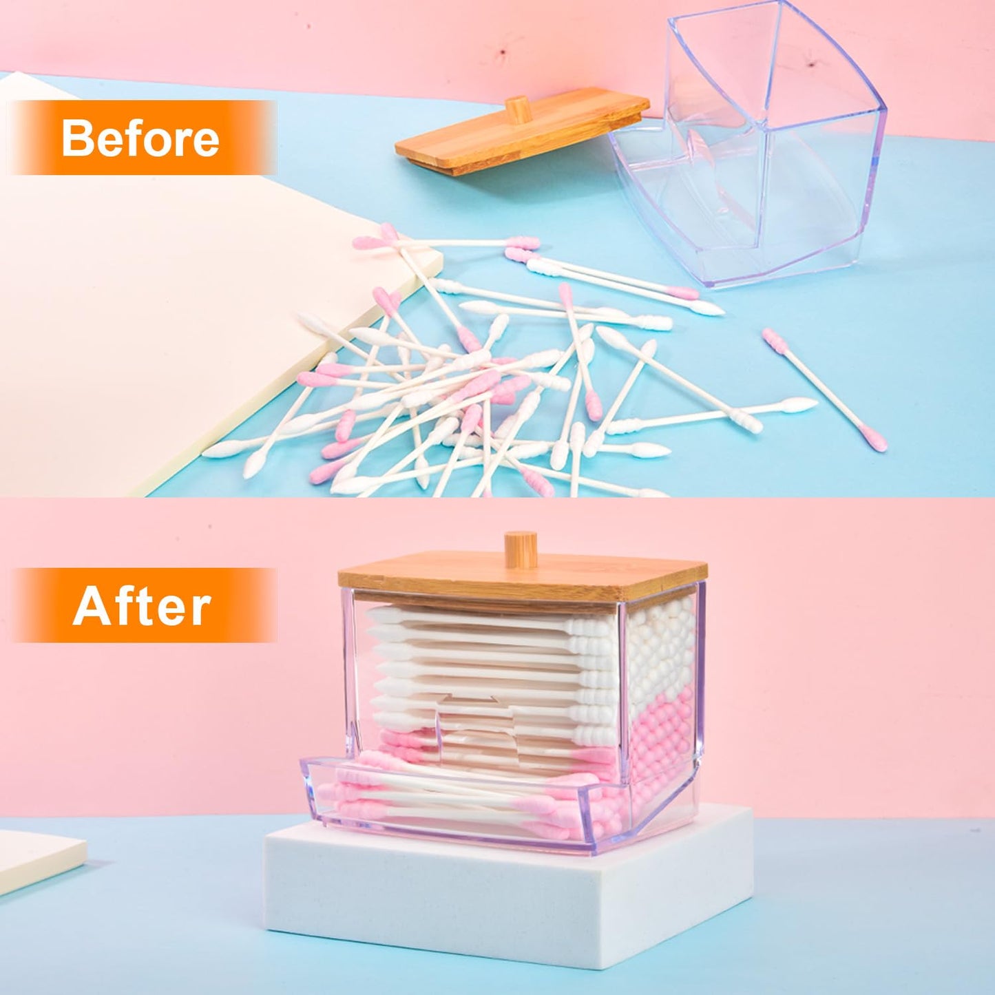 Desktop Square Cotton Swab Dental Floss Storage Box Portable Plastic Waterproof Household Organizer 4
