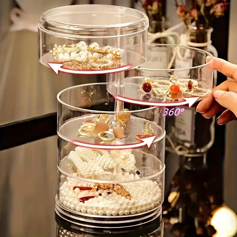 Transparent Organizer Box Dust Proof Waterproof Large Capacity Rotatable Jewelry And Cosmetics Stor