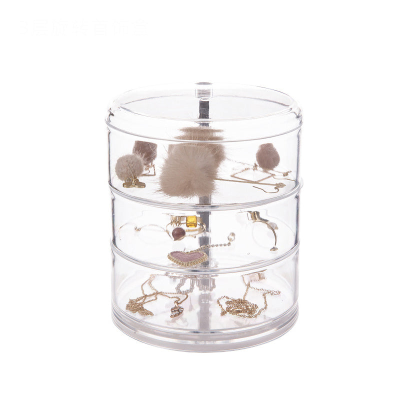 Transparent Organizer Box Dust Proof Waterproof Large Capacity Rotatable Jewelry And Cosmetics Stor