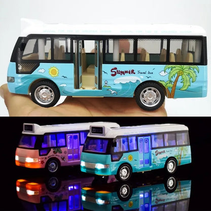 Pull Back City Bus Toy For Toddlers Boys And Girls Light Up  Sound Feature Openable Doors Fun Play  2