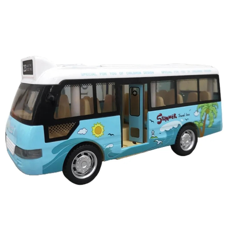 Pull Back City Bus Toy For Toddlers Boys And Girls Light Up  Sound Feature Openable Doors Fun Play  6