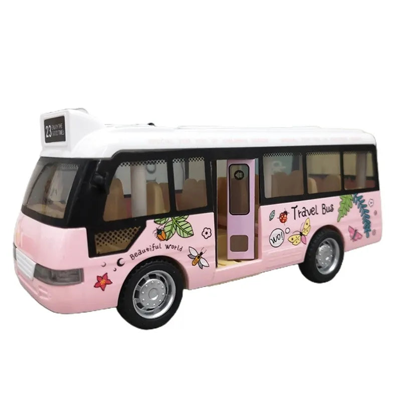 Pull Back City Bus Toy For Toddlers Boys And Girls Light Up  Sound Feature Openable Doors Fun Play  7