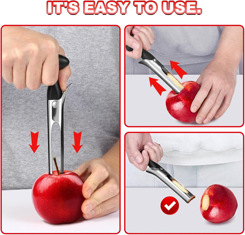 Stainless Steel Apple Corer, Multi Function Fruit Corer and Pitter Remover, Kitchen Vegetable Core Remover Tool