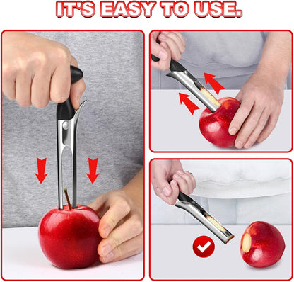 Stainless Steel Apple Corer, Multi Function Fruit Corer and Pitter Remover, Kitchen Vegetable Core Remover Tool