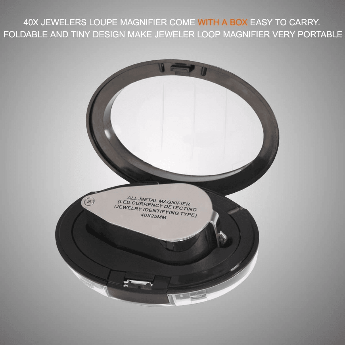 40X Jewelers Loupe Magnifier With LED And UV Light  Metal Folding Magnifying Glass For Coins Jewelr 4