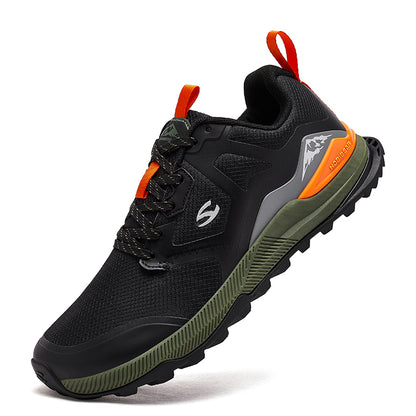 Outdoor Travel Unisex Hiking Sneakers Lace-Up Walking Shoes, Durable Artificial Leather Sneakers for Hiking and Walking