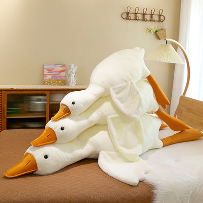 Lovely Big White Goose Throw Pillow Plush Toy Big Goose Doll Sleep On Bed 1