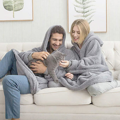 Thick Warm Hooded Outer Wear Women Winter Pullover Soft Double Fleece Jacket Unisex Long Hoodies Fo 2
