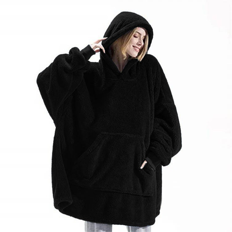 Thick Warm Hooded Outer Wear Women Winter Pullover Soft Double Fleece Jacket Unisex Long Hoodies Fo 4