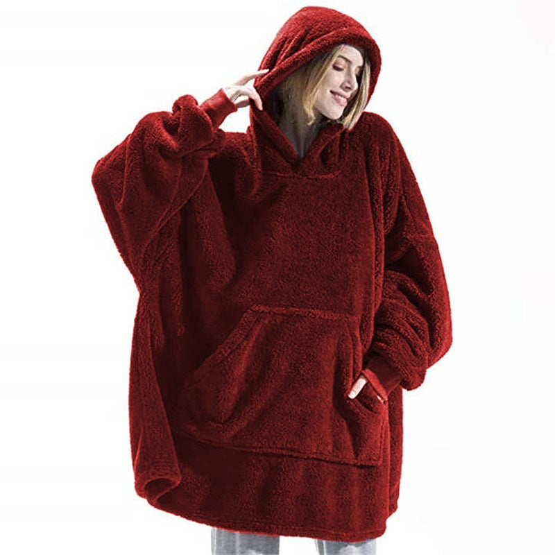 Thick Warm Hooded Outer Wear Women Winter Pullover Soft Double Fleece Jacket Unisex Long Hoodies Fo 5