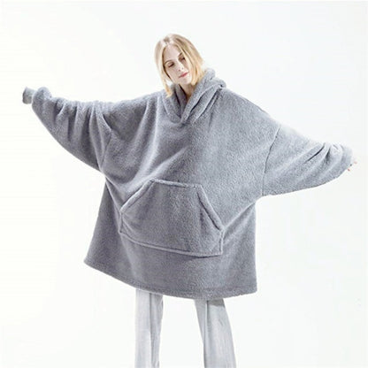 Thick Warm Hooded Outer Wear Women Winter Pullover Soft Double Fleece Jacket Unisex Long Hoodies Fo 6