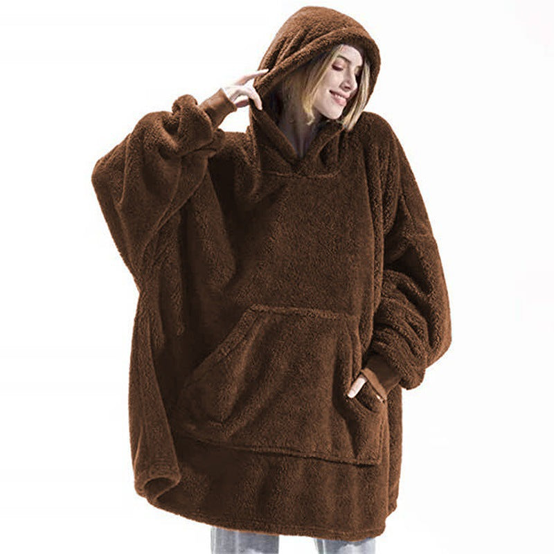 Thick Warm Hooded Outer Wear Women Winter Pullover Soft Double Fleece Jacket Unisex Long Hoodies Fo 7