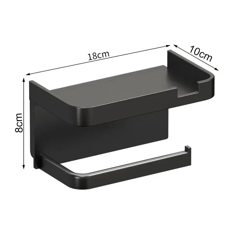Plastic Toilet Paper Holder with Phone Storage, Kitchen Towel Placement, Seasoning Rack for Bathroom Wall