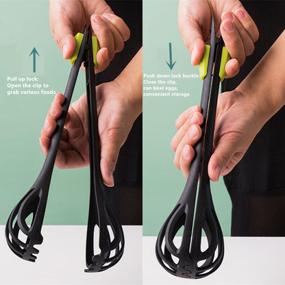 Manual Stirrer Kitchen Tool Multifunctional Egg Beater Whisk Milk Pasta Tongs Food Clips Bake Mixer 2