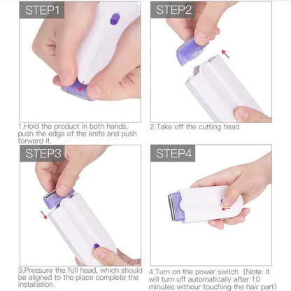 Rechargeable Electric Epilator Shaver, Painless Hair Removal for Face and Body, Mini Razor