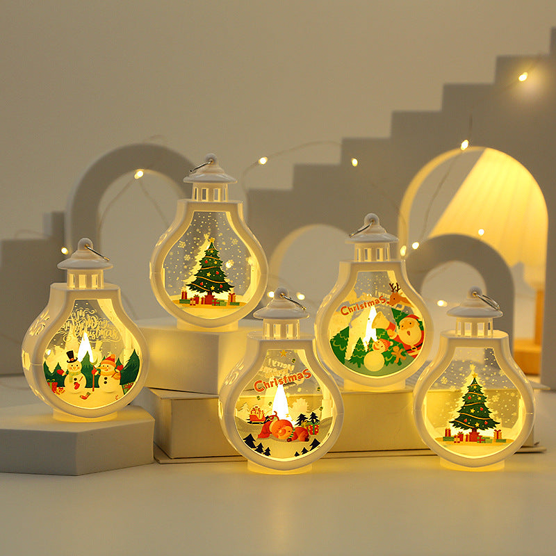 Elk Christmas Gift Light, Snowman Santa Claus, Portable Candle Holder, Wind Lamp Table Lamp