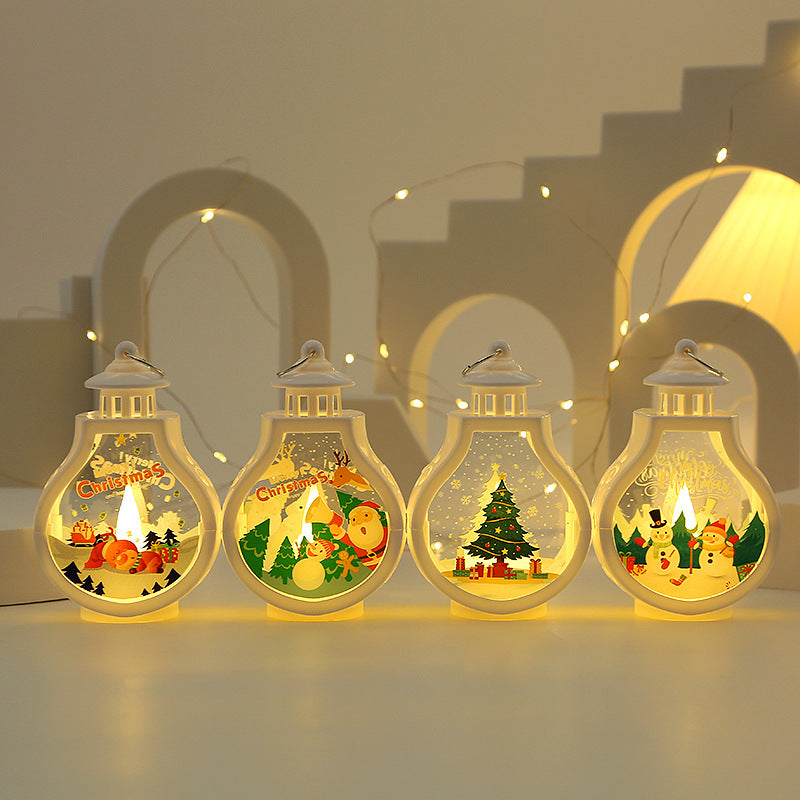 Elk Christmas Gift Light Snowman Santa Claus Portable Candle Holder Wind Lamp Table Lamp 1