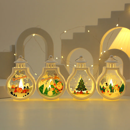 Elk Christmas Gift Light Snowman Santa Claus Portable Candle Holder Wind Lamp Table Lamp 1