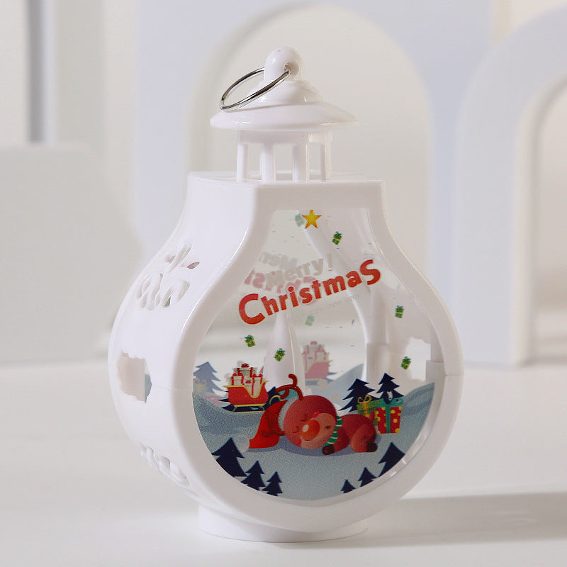 Elk Christmas Gift Light Snowman Santa Claus Portable Candle Holder Wind Lamp Table Lamp 3
