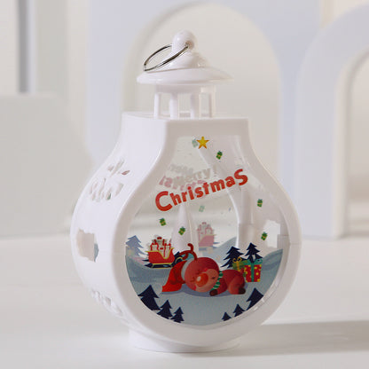 Elk Christmas Gift Light Snowman Santa Claus Portable Candle Holder Wind Lamp Table Lamp 3