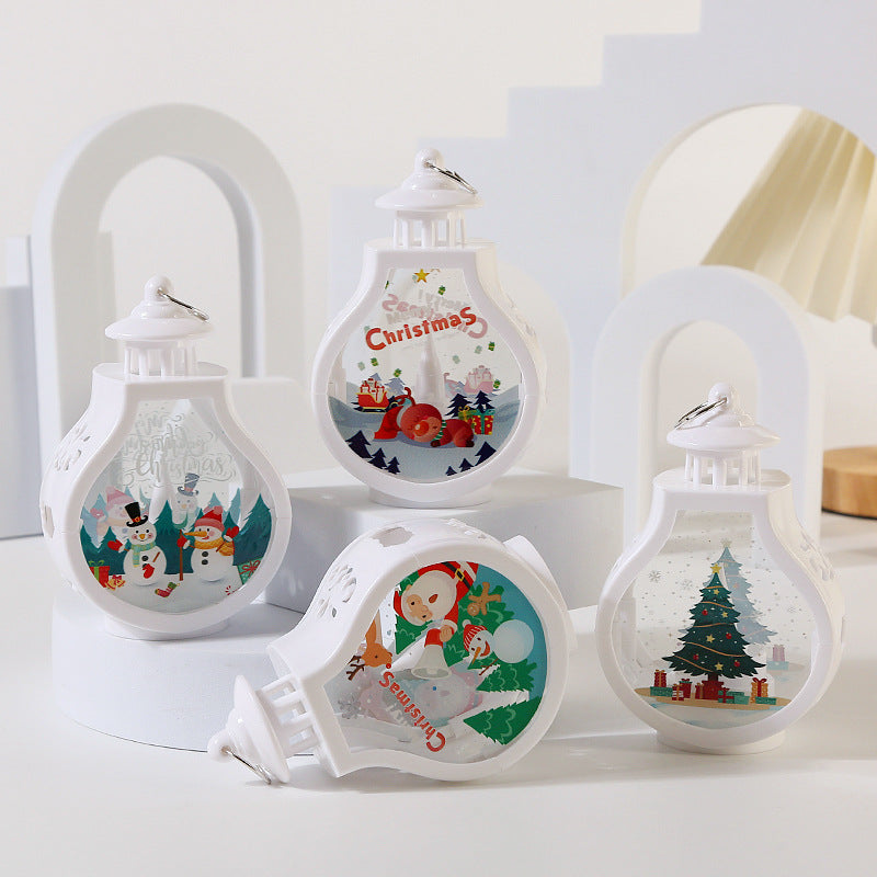 Elk Christmas Gift Light Snowman Santa Claus Portable Candle Holder Wind Lamp Table Lamp 4