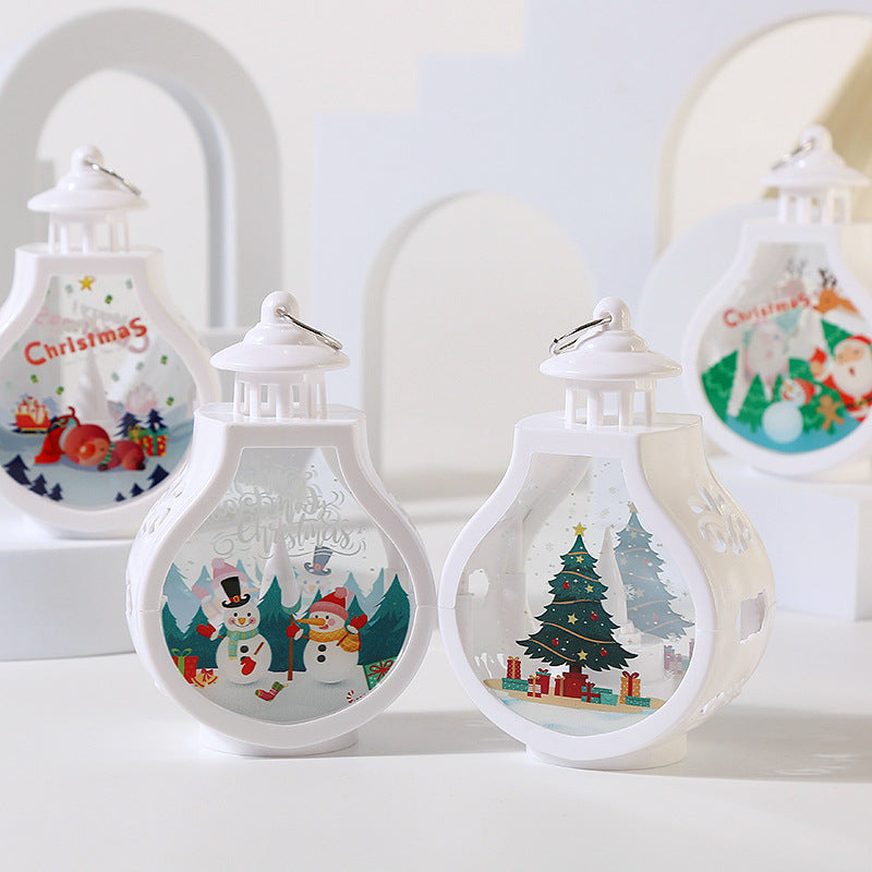 Elk Christmas Gift Light Snowman Santa Claus Portable Candle Holder Wind Lamp Table Lamp 5