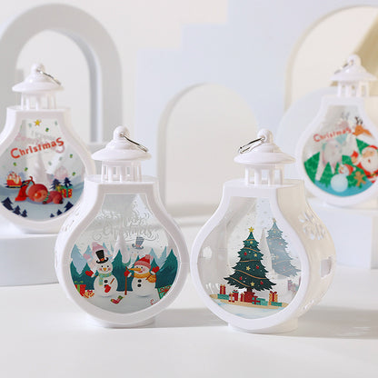 Elk Christmas Gift Light Snowman Santa Claus Portable Candle Holder Wind Lamp Table Lamp 5