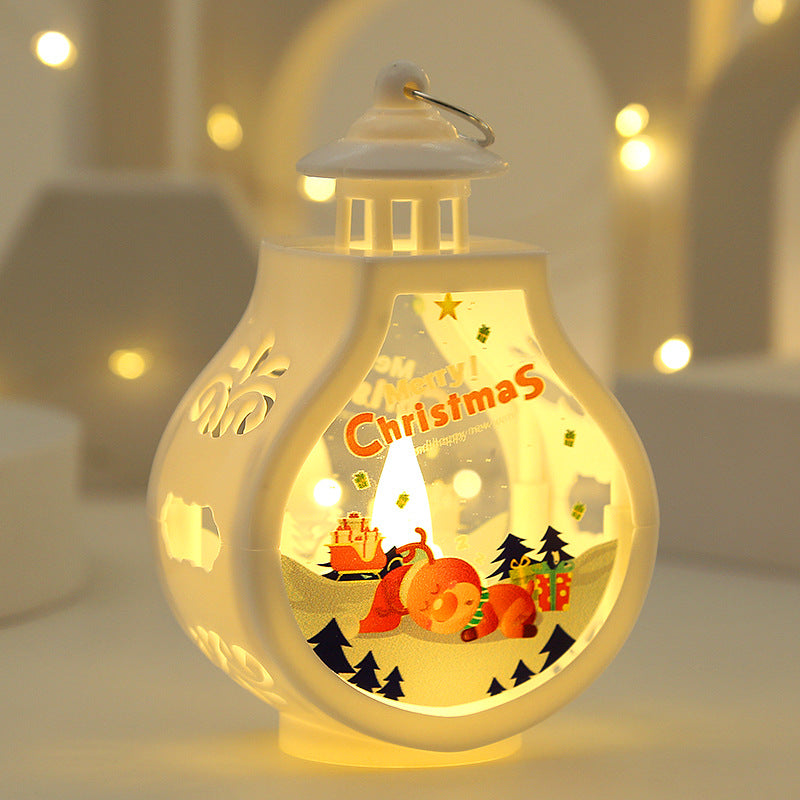 Elk Christmas Gift Light Snowman Santa Claus Portable Candle Holder Wind Lamp Table Lamp 6