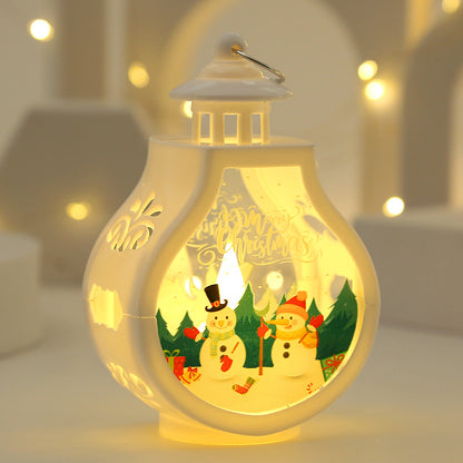 Elk Christmas Gift Light Snowman Santa Claus Portable Candle Holder Wind Lamp Table Lamp 7
