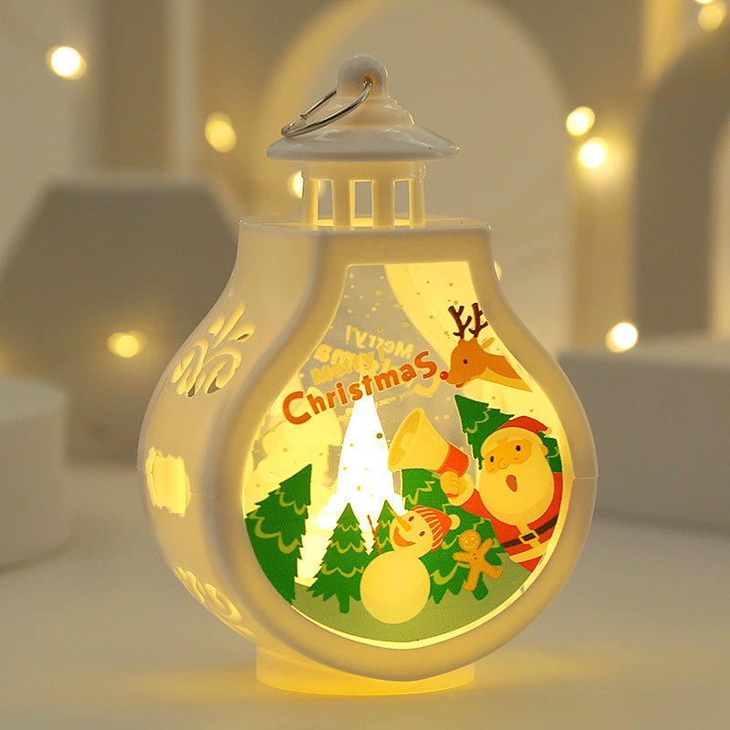 Elk Christmas Gift Light Snowman Santa Claus Portable Candle Holder Wind Lamp Table Lamp 8