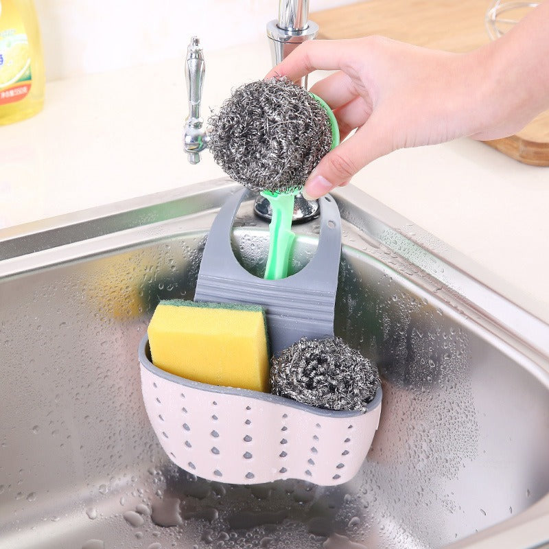Home Storage Drain Basket Adjustable Kitchen Sink Holder, Hanging Drain Basket Soap Sponge Shelf Accessories
