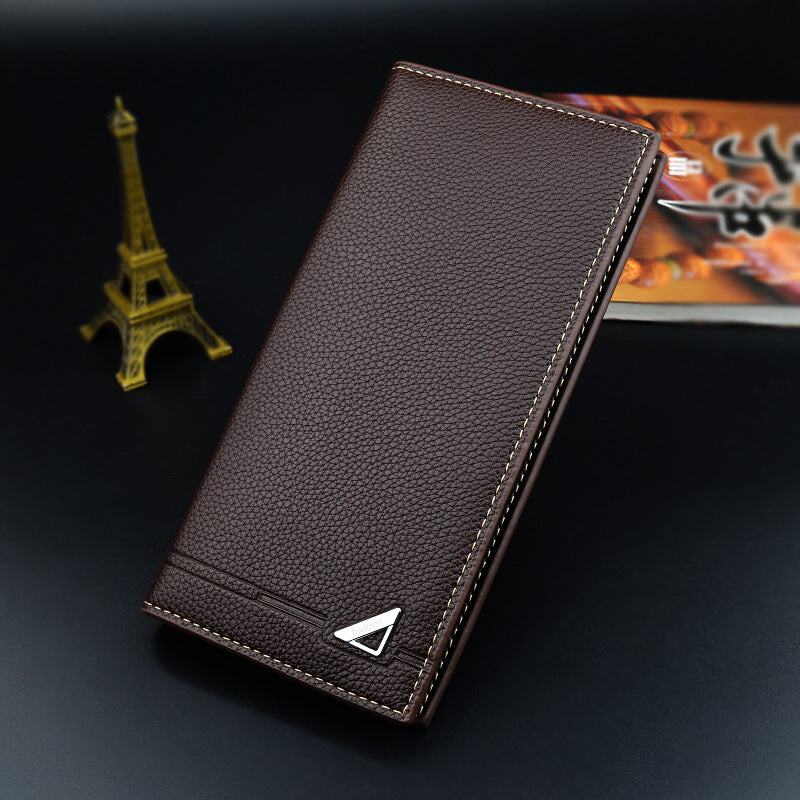 Men's Long Wallet, Multi Card Slim Design, Litchi Pattern Soft Leather, Large Capacity Fashion Suit Bag