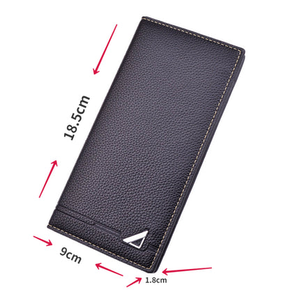Men's Long Wallet, Multi Card Slim Design, Litchi Pattern Soft Leather, Large Capacity Fashion Suit Bag