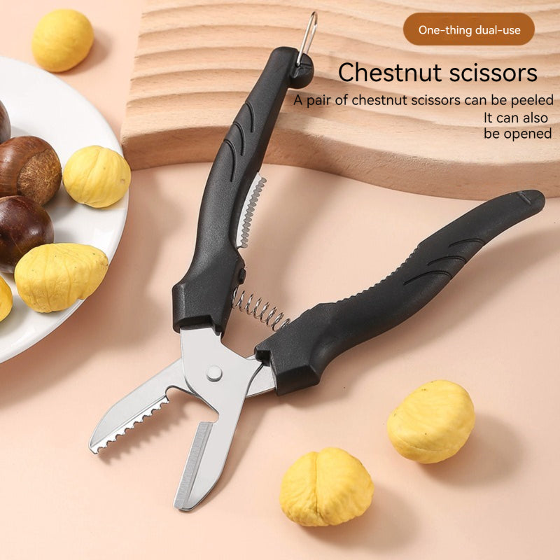 Chestnut Peeler Scissors Leather Clip Cross Cutter Multipurpose Kitchen Tool 7