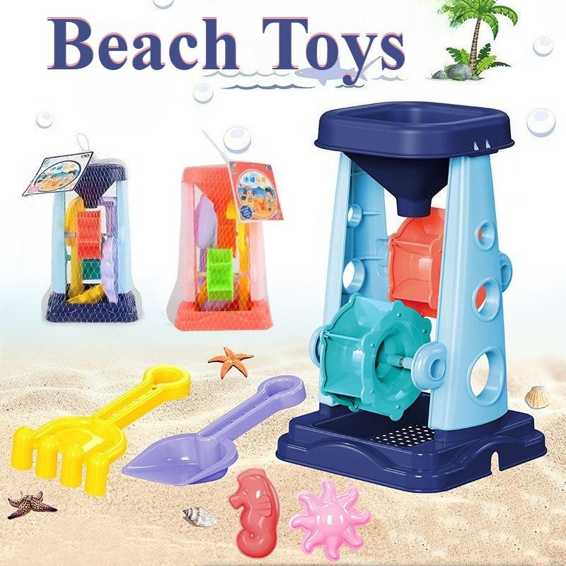 Outdoor Sandbox Beach Toy Set Kids Sand Wheel Bucket Rake Shovel Cute Sailboat Hourglass Molds 1