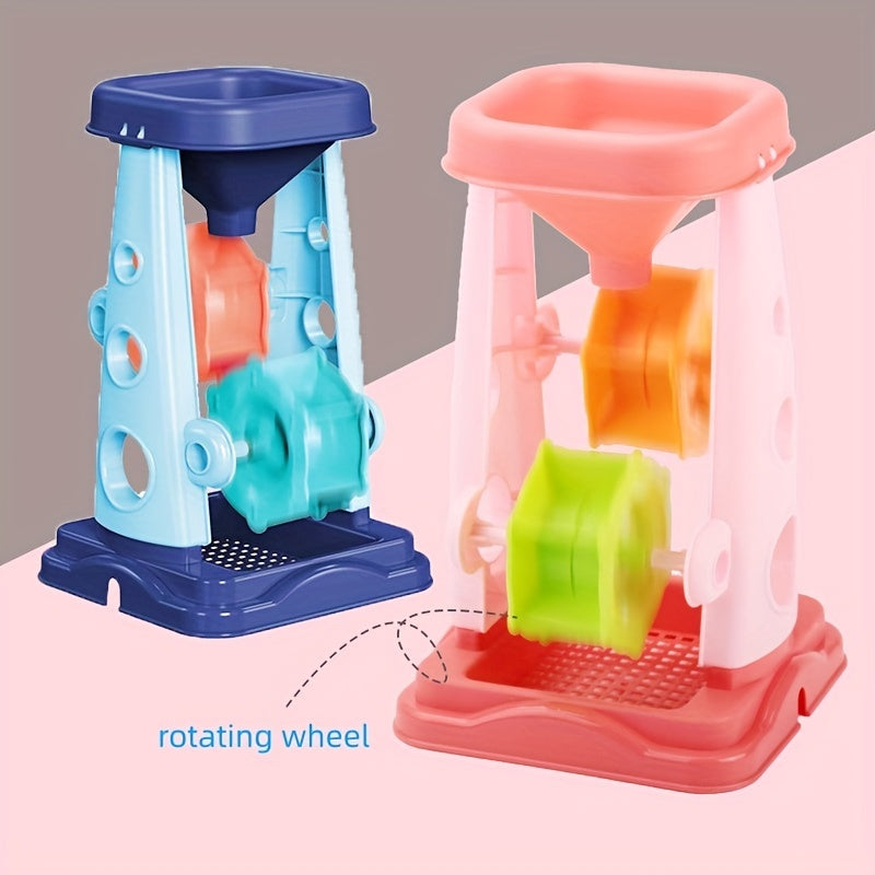 Outdoor Sandbox Beach Toy Set Kids Sand Wheel Bucket Rake Shovel Cute Sailboat Hourglass Molds 3