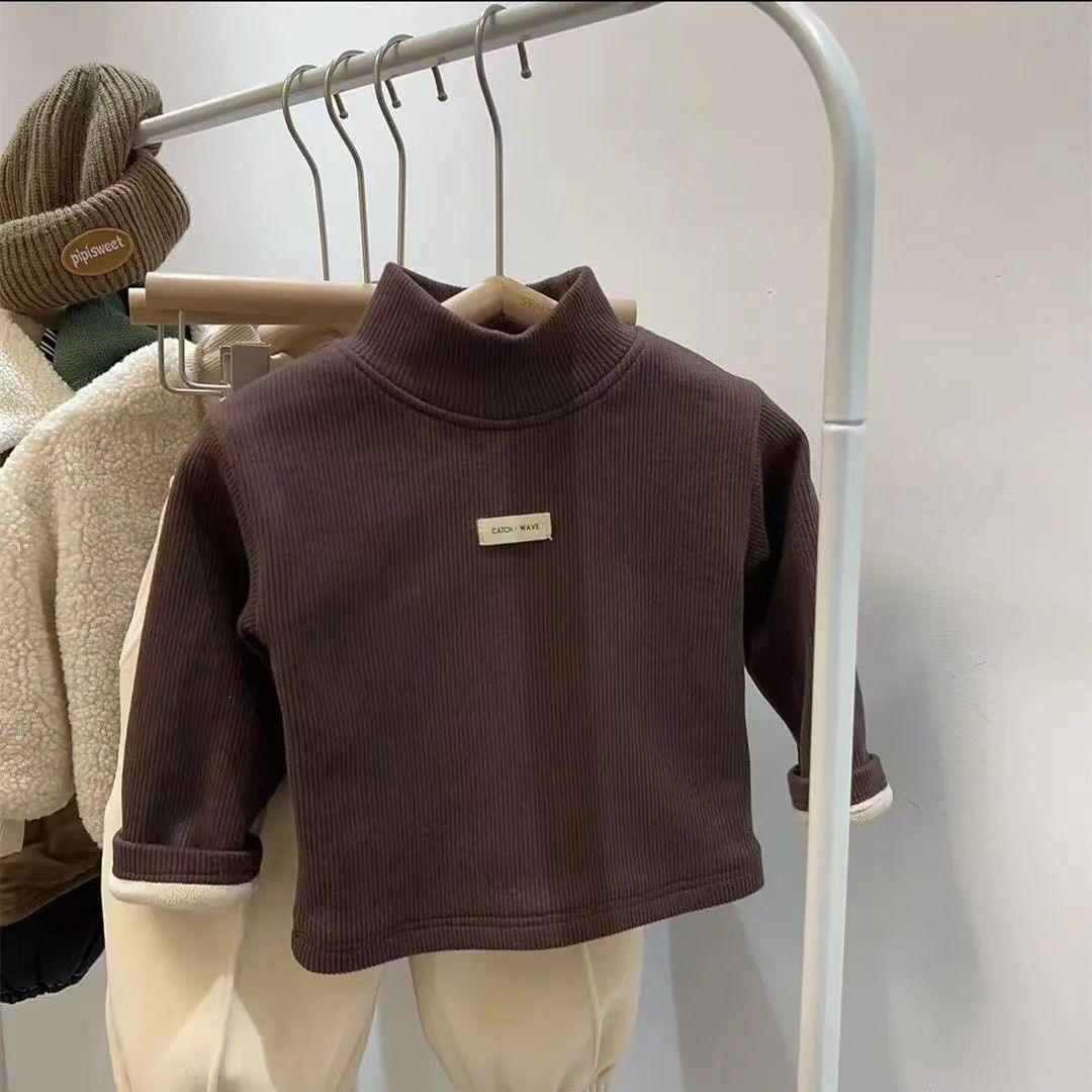 Children Winter Autumn Pullover Half High Neck Long Sleeve Baby Clothing Tops For Boys And Girls 2