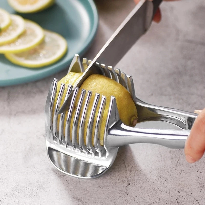 Stainless Steel Onion Holder, Potato Tomato Slicer, Kitchen Gadgets, Vegetable Fruit Cutter Accessories