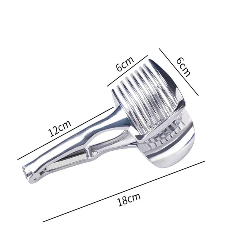 Stainless Steel Onion Holder Potato Tomato Slicer Kitchen Gadgets Vegetable Fruit Cutter Accessorie 5