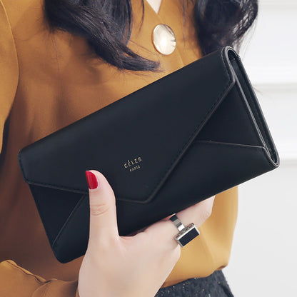Designer Leather Long Wallet For Women By Aliwood 3 Fold Envelope Clutch With Money Clip And Phone  1
