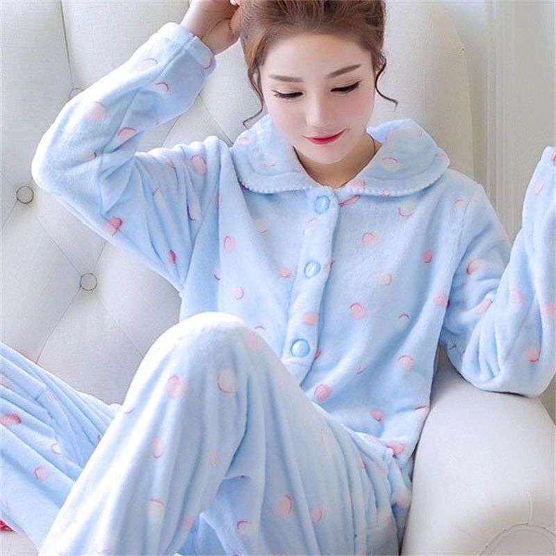 Women Autumn And Winter Warm Pyjamas Home Wear Coral Velvet Pajamas Girls Thickened Padded Flannel  2